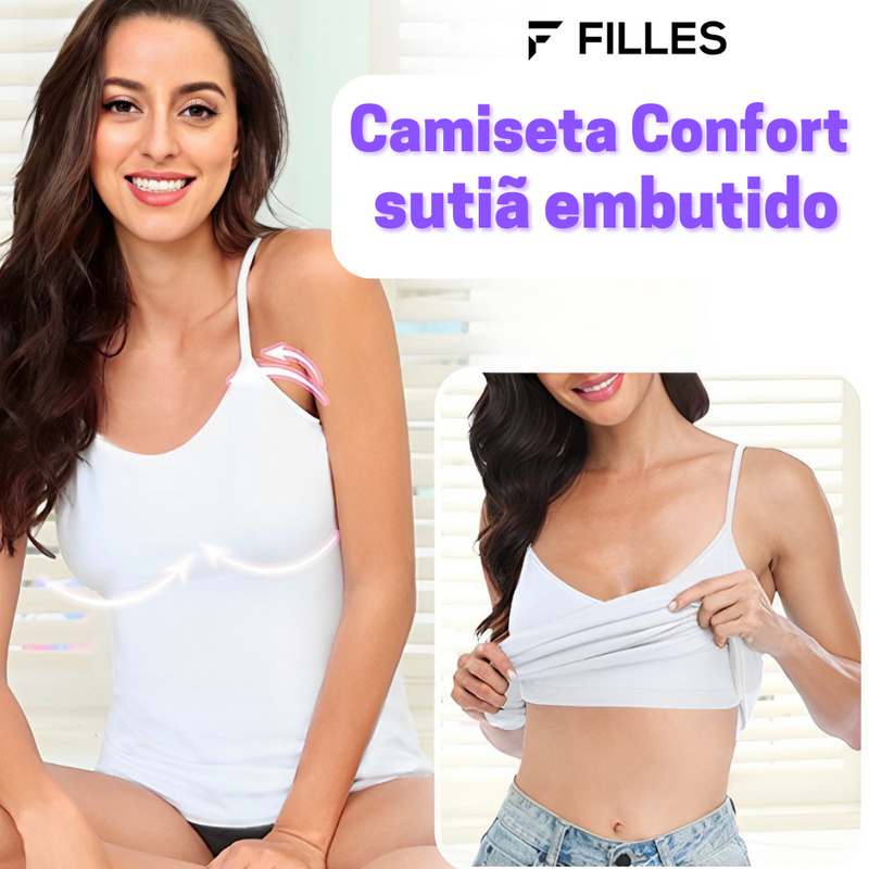 Camiseta Confort Com Sutiã Embutido e Tecido Respirável - 5 Unidades