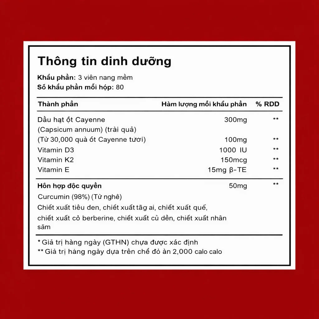 Hỗ trợ mạch máu nâng cao với viên nang mềm Karmyy Capsaicin