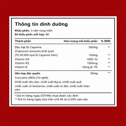 Hỗ trợ mạch máu nâng cao với viên nang mềm Karmyy Capsaicin