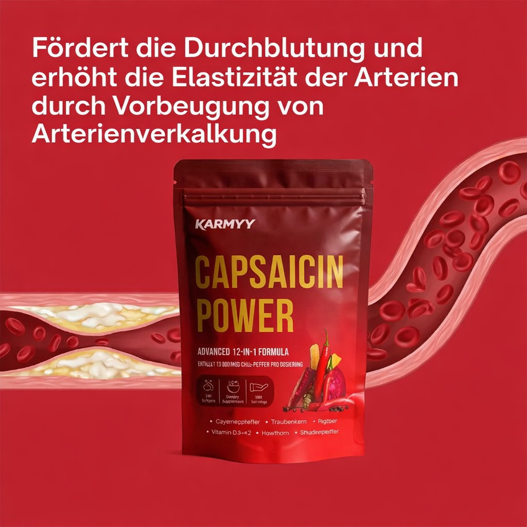 Unterstützt die Gefäßfunktion mit Karmyy Capsaicin Softgel