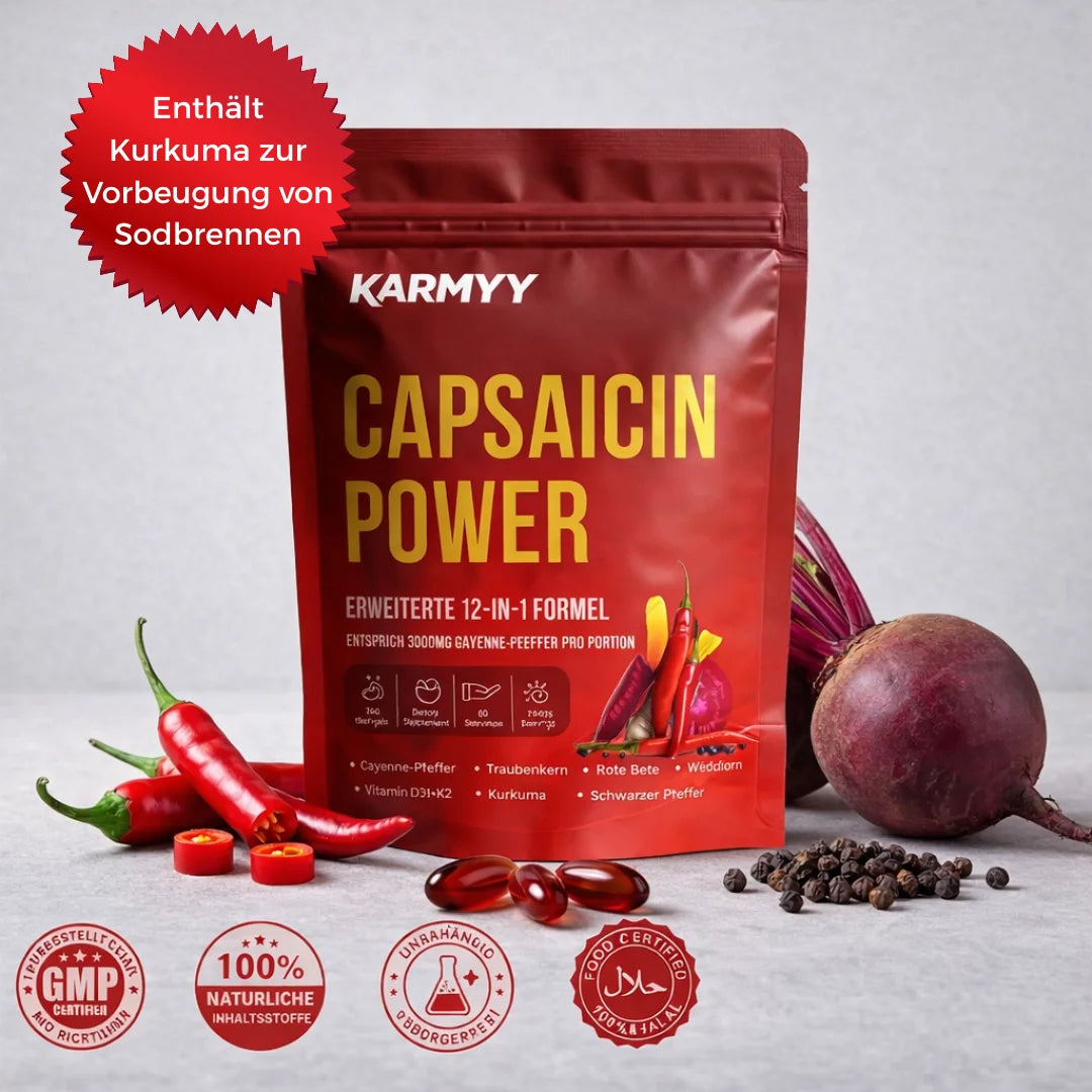 Unterstützt die Gefäßfunktion mit Karmyy Capsaicin Softgel