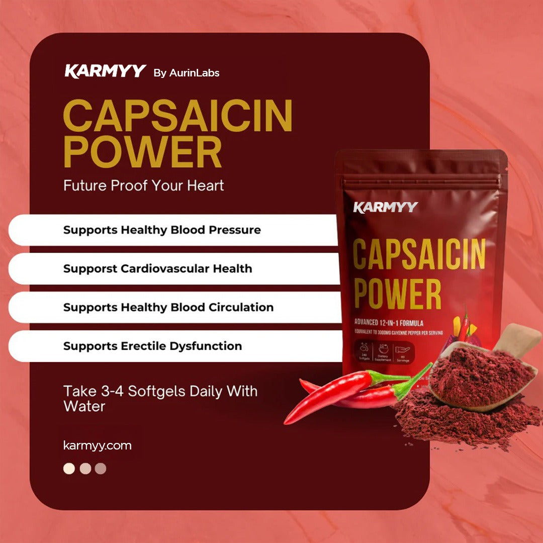 Hỗ trợ chức năng mạch máu với viên nang mềm Karmyy Capsaicin.