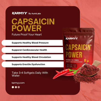 Hỗ trợ chức năng mạch máu với viên nang mềm Karmyy Capsaicin.